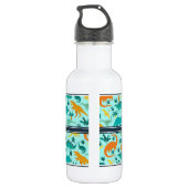 Türkis | Niedlich farbige Dinosaurier Muster Kids Edelstahlflasche (Rückseite)