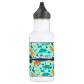 Türkis | Niedlich farbige Dinosaurier Muster Kids Edelstahlflasche (Rechts)