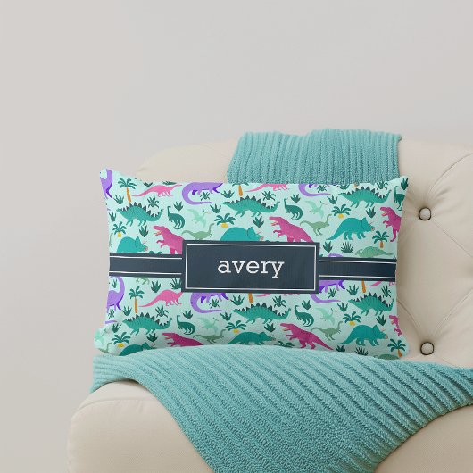 Türkis | Niedlich farbige Dinosaurier Muster Kids Lendenkissen