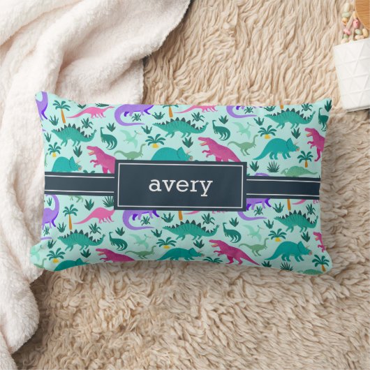 Türkis | Niedlich farbige Dinosaurier Muster Kids Lendenkissen (Decke)