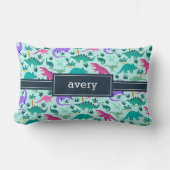 Türkis | Niedlich farbige Dinosaurier Muster Kids Lendenkissen (Vorderseite)