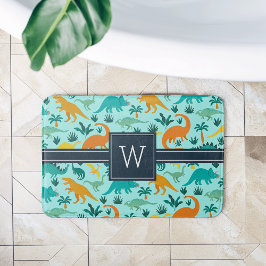 Türkis | Niedlich farbiges Dinosaurier-Muster Kid  Badematte