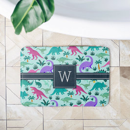 Türkis | Niedlich farbiges Dinosaurier-Muster Kid  Badematte