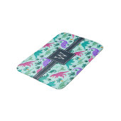 Türkis | Niedlich farbiges Dinosaurier-Muster Kid Badematte (Schrägansicht)