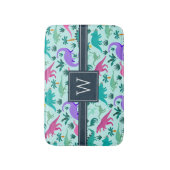 Türkis | Niedlich farbiges Dinosaurier-Muster Kid Badematte (Vorderseite Vertikal)