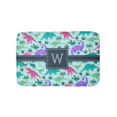 Türkis | Niedlich farbiges Dinosaurier-Muster Kid Badematte (Vorderseite)