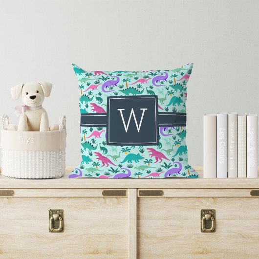 Türkis | Niedlich farbiges Dinosaurier-Muster Kid Kissen