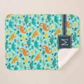 Türkis | Niedlich farbiges Dinosaurier-Muster Kid  Sherpadecke (Vorderseite (Horizontal))