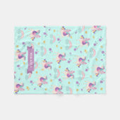 Türkis | Niedlich Rainbow Unicorn Muster Fleece Bl (Vorderseite (Horizontal))
