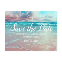 Türkis Ocean Beach Heart Wedding Save the Date