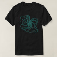 Türkis Octopus Vintag Illustration T - Shirt