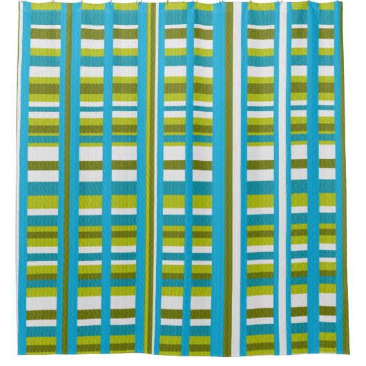 Türkis, Olive & Lime Green Kariert Duschvorhang (Vorderseite)