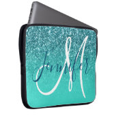 Türkis Ombre Aquamariner Glitzer Personalisiert Mo Laptopschutzhülle (Vorne Rechts)