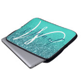 Türkis Ombre Aquamariner Glitzer Personalisiert Mo Laptopschutzhülle (Vorne Knopf)