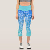Türkis Ombre Blue Mandala Yoga Capri Leggings (Vorderseite)