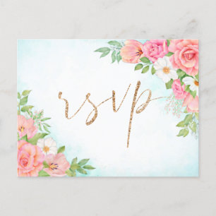 Türkis Ombre Floral Bouquet Mahlzeit Hochzeit Postkarte