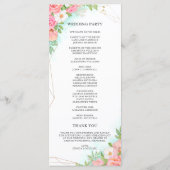 Türkis Ombre Floral Bouquet Pink Rose Wedding Programm (Rückseite)