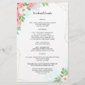 Türkis Ombre Floral Wedding Welcome Itinerary (Rückseite)