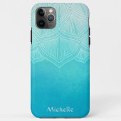 Türkis Ombre Mandala Personalisiert Monogram Case-Mate iPhone Hülle (Rückseite)