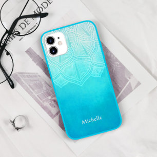 Türkis Ombre Mandala Personalisiert Monogram Case-Mate iPhone Hülle