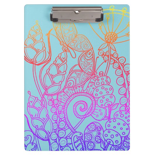 Türkis Ombre rainbow Butterfly Klemmbrett (Vorderseite)