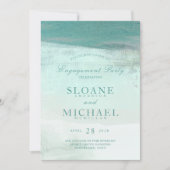 Türkis Ombre Watercolor Beach Engagement Party Einladung (Vorderseite)