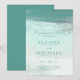 Türkis Ombre Watercolor Beach Engagement Party Einladung