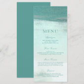 Türkis Ombre Watercolor Beach Wedding Menu Menükarte (Vorne/Hinten)