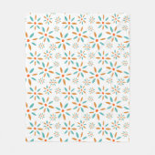 Türkis Orange Abstrakte Blume Muster Mid Mod Fleecedecke (Vorderseite)
