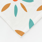 Türkis Orange Abstrakte Blume Muster Mid Mod Fleecedecke (Ecke)