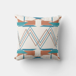 Türkis Orange Aquamarin Zig-zag Südwestkunst Look Kissen