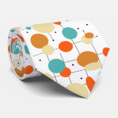 Türkis Orange Circles Muster Mitte Jahrhundert Krawatte (Gerollt)