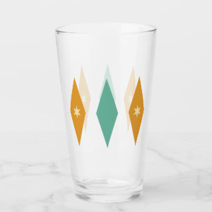 Türkis Orange Creme Sterne & Diamanten Midcentury Glas