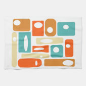 Türkis Orange Geometrie Mitte Jahrhundert Moderne Geschirrtuch (Horizontal)