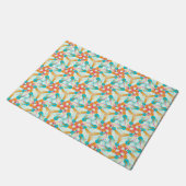 Türkis + Orange Geometrisches Muster matt Fußmatte (Schrägansicht)