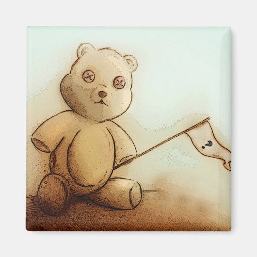 Türkis & Orange Kids Teddy Bear Square Magnet (Vorne)