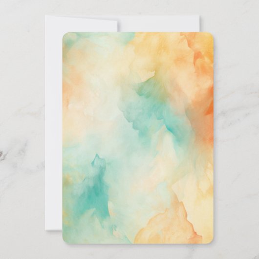 Türkis Orange Peach Wasserfarbe Abstrakt Einladung (Rückseite)