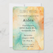 Türkis Orange Peach Wasserfarbe Einladung (Vorderseite)