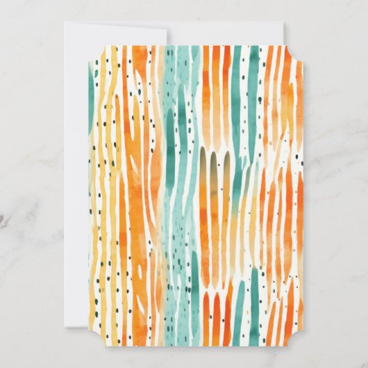 Türkis Orange Peach Wasserfarbe Streifen Einladung (Rückseite)