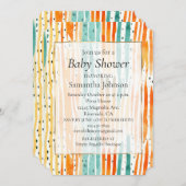 Türkis Orange Peach Wasserfarbe Streifen Einladung (Vorne/Hinten)