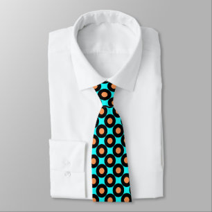 Türkis Orange - Retro Polka Dots Krawatte
