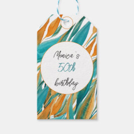 Türkis Orange Schöne Wasserfarbe Personalisiert Geschenkanhänger