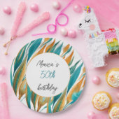 Türkis Orange Schöne Wasserfarbe Personalisiert Pappteller (Party)