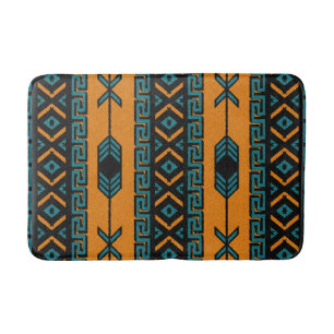 Türkis Orange Südwest Tribal Azteken Muster Badematte
