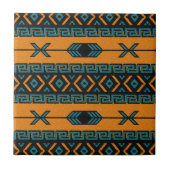 Türkis Orange Tribal Südwest Azteken Muster Fliese (Vorderseite)