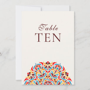 Türkis Orange Whimsical Florale Hochzeitstisch-Num Einladung