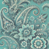 Türkis Paisley Floral Pattern Aufkleber (Vorderseite)