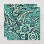 Türkis Paisley Floral Pattern Einladung (Vorne/Hinten)