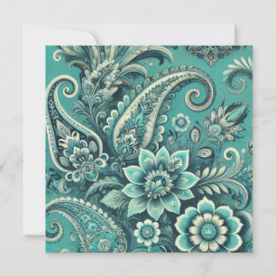 Türkis Paisley Floral Pattern Feiertagskarte