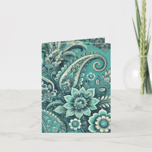 Türkis Paisley Floral Pattern Feiertagskarte (Vorderseite)